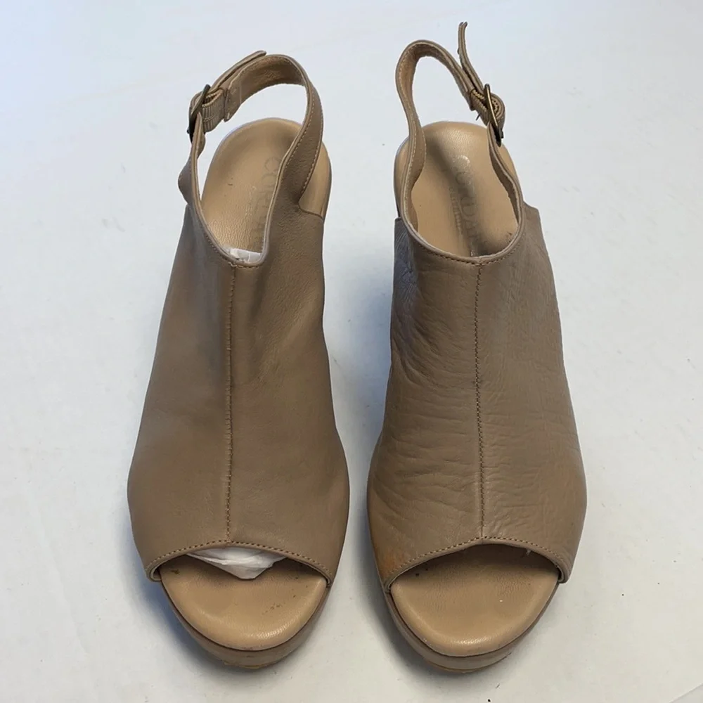 Cordani peep toe leather wedges